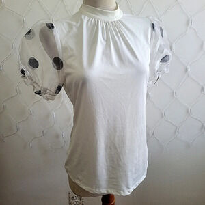 SALE! Luxology Top / Puff Polka-Dot Sleeves / Size Medium